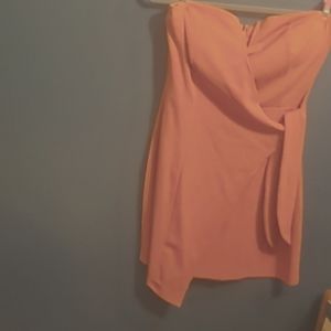 Dusty rose strapless dress zip back wrap around